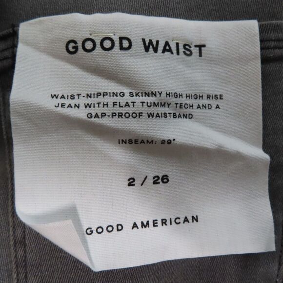 Good American Skinny Jeans Size 2/26 Gray Good Waist Exposed Button Fly NEW - Picture 7 of 12